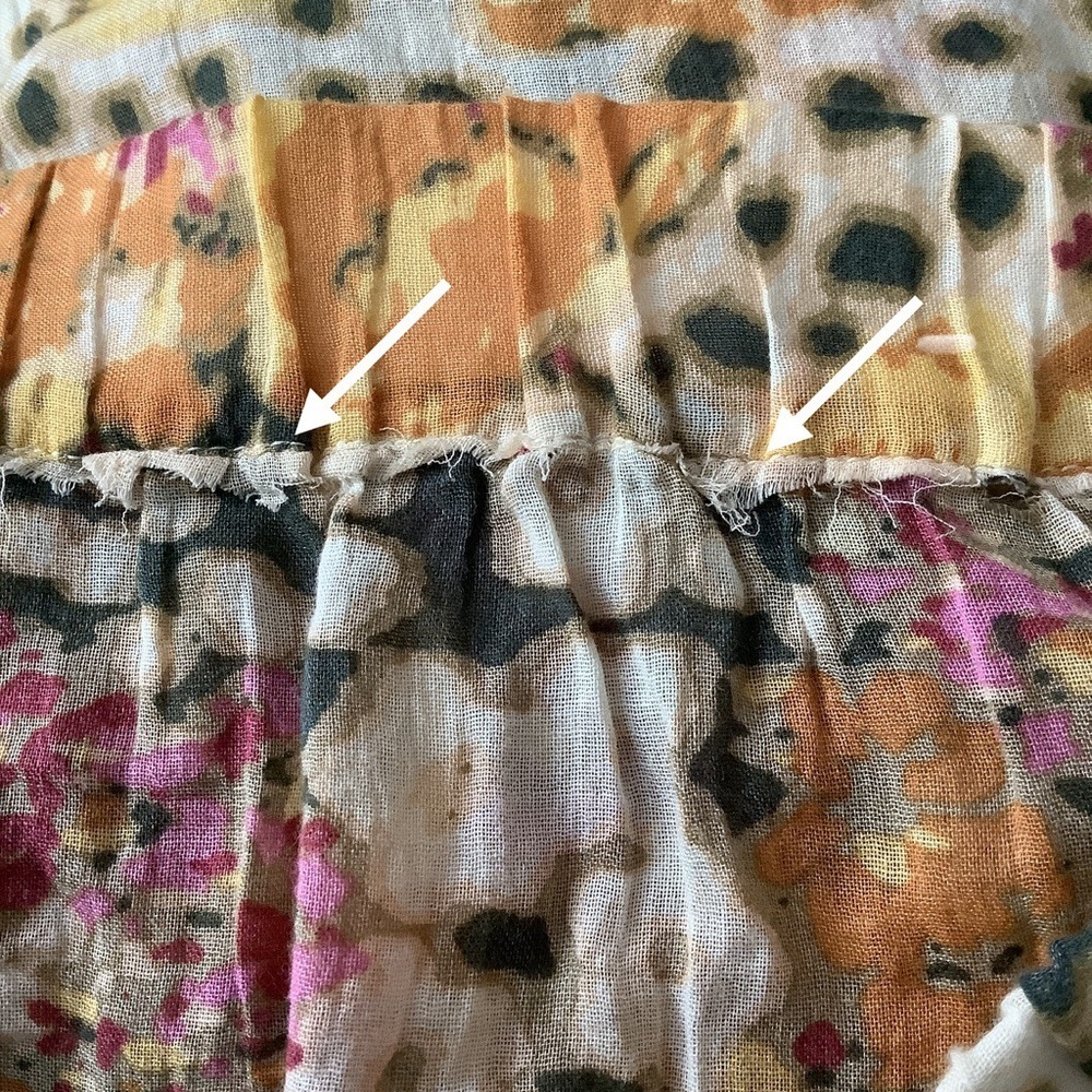 BA&SH Tiered Floral Midi Skirt M Semi Sheer Pull-On Hippie Festival Beach Resort - Picture 8 of 12